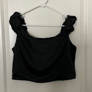 Wild Fable Black Ruffled Crop Top